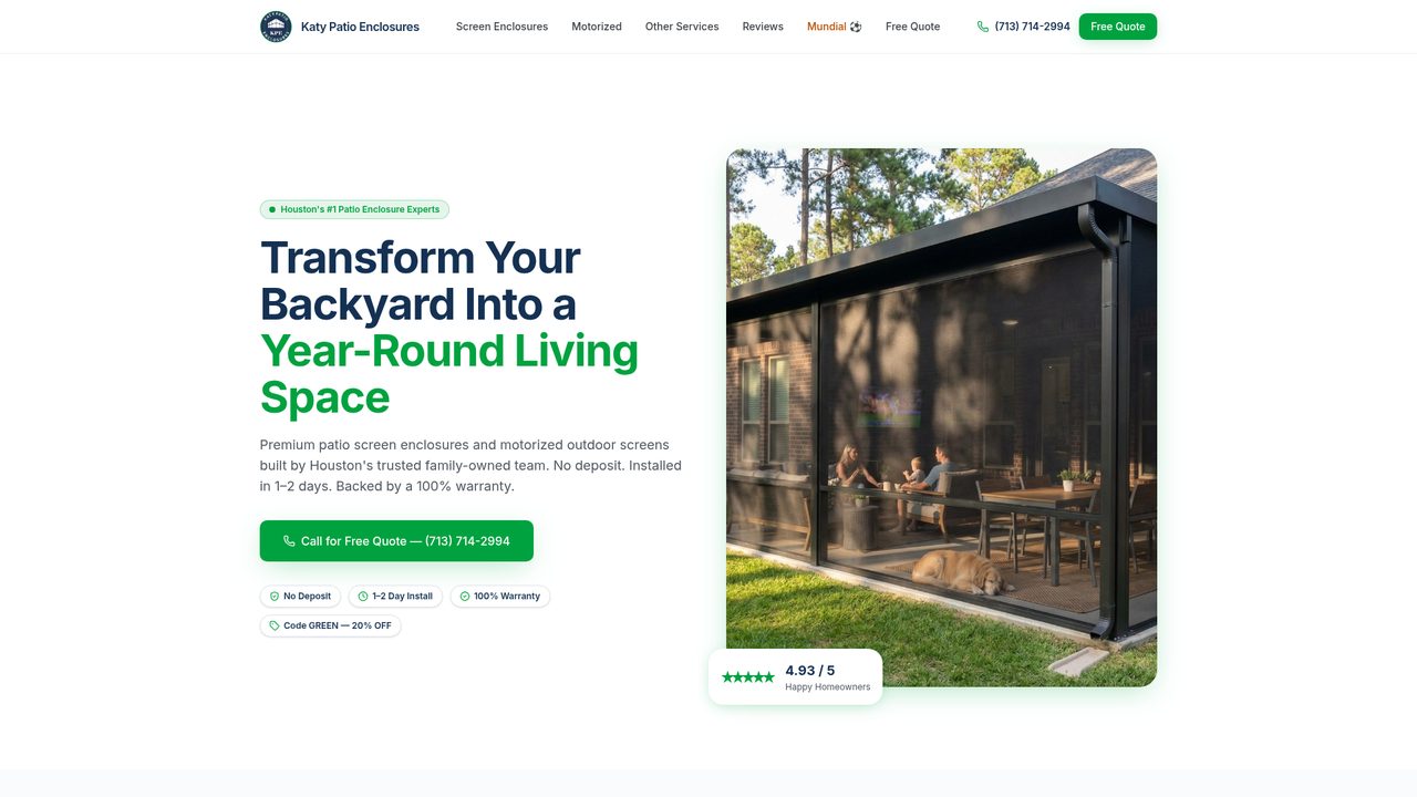 Katy Patio Houston — website designed by AIGENCY